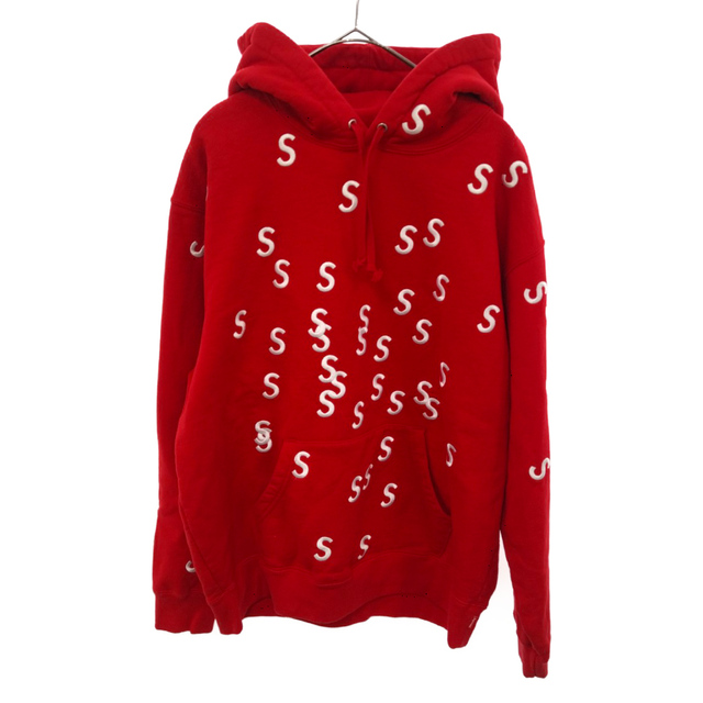 SUPREME シュプリーム 21SS Embroidered S Hooded Sweatshirt エンブロイダリーSフーデットスウェットシャツ Sロゴマルチ刺繍スウェットプルオーバーパーカー レッド