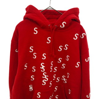 SUPREME シュプリーム 21SS Embroidered S Hooded Sweatshirt エンブロイダリーSフーデットスウェットシャツ  Sロゴマルチ刺繍スウェットプルオーバーパーカー レッド