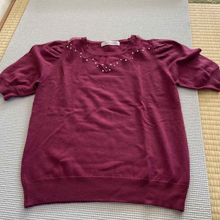 ミッシュマッシュ(MISCH MASCH)の赤紫トップス　サマーニット(カットソー(半袖/袖なし))