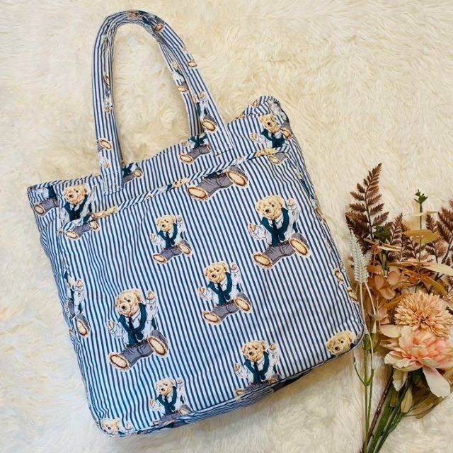 Ralph Lauren(ラルフローレン)の美品✳︎ラルフローレン トートバッグ ポロベア A4 PC ストライプ 大容量 レディースのバッグ(ショルダーバッグ)の商品写真