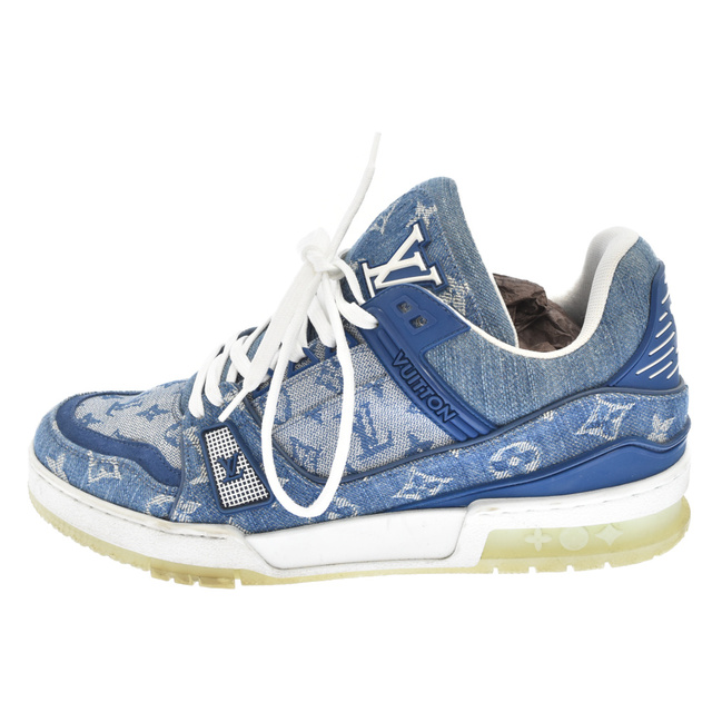 【ご予約品】 TRAINER LV ルイヴィトン VUITTON LOUIS - VUITTON LOUIS LINE MS0221 ブルー デニム切り替えローカットスニーカー SNEAKER スニーカー