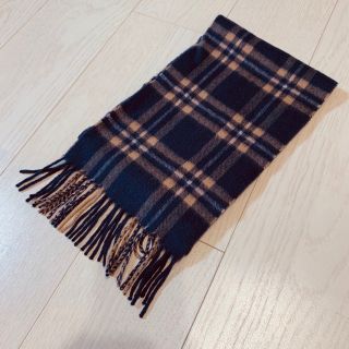 ネイビー　チェック　マフラー　青　茶色　レディース   オシャレ　カシミヤ(マフラー/ショール)