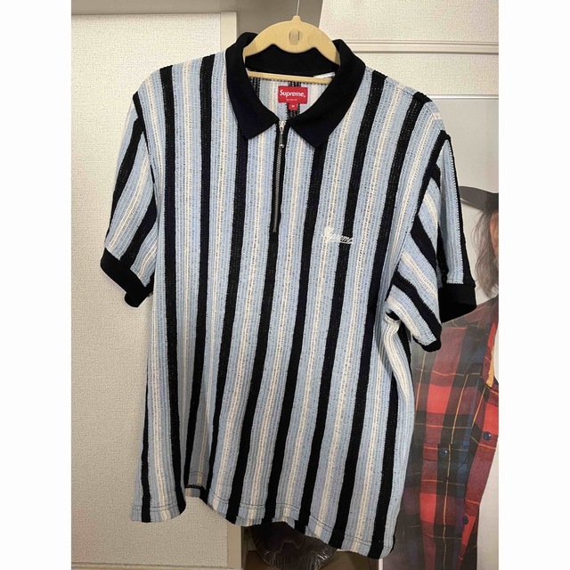 Supreme(シュプリーム)のSupreme Open Knit Stripe Zip Polo "Navy" メンズのトップス(ポロシャツ)の商品写真