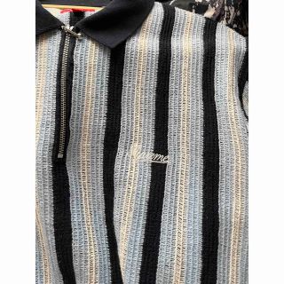 Supreme - Supreme Open Knit Stripe Zip Polo