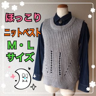 ニットベスト☆ケーブル編み☆春秋冬☆Ｍ☆Ｌ☆グレー☆灰色(ベスト/ジレ)