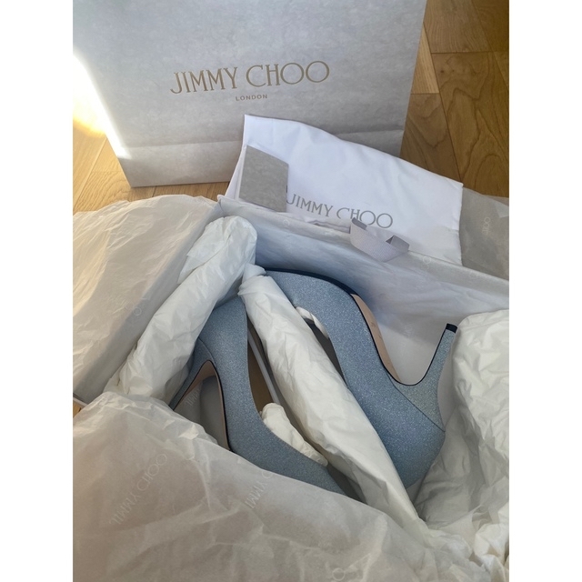 ジミーチュウ　JIMMY CHOO グリッター　ブルー　パンプス　22.5センチ