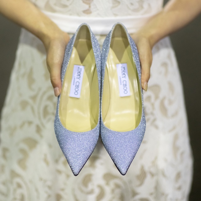 ジミーチュウ JIMMY CHOO グリッター ブルー パンプス 22.5センチ-