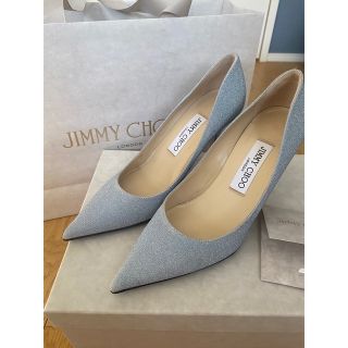 超目玉 ジミーチュウ JIMMY CHOO グリッター ブルー パンプス 22.5