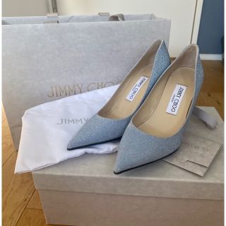 ジミーチュウ(JIMMY CHOO)のジミーチュウ　JIMMY CHOO グリッター　ブルー　パンプス　22.5センチ(ハイヒール/パンプス)