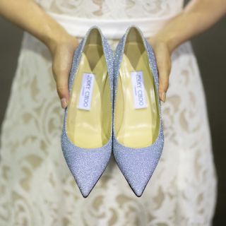 JIMMY CHOO - ジミーチュウ JIMMY CHOO グリッター ブルー パンプス
