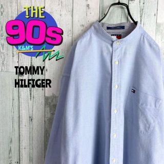 トミーヒルフィガー(TOMMY HILFIGER)の90's TOMMY HILFIGER フラッグロゴ刺繍　ノーカラーシャツ(シャツ)