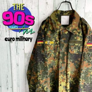 90's euro military ドイツ軍　将校　国旗　ミリタリーシャツ(シャツ)