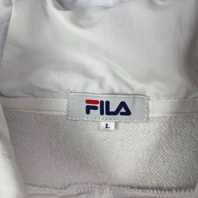 FILA(フィラ)の90's FILA フィラ　ビックロゴ　異素材切り替え　デザインパーカー メンズのトップス(パーカー)の商品写真
