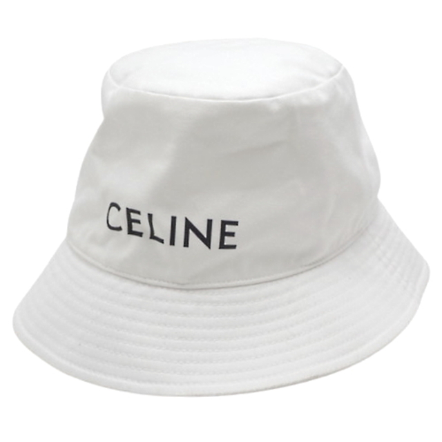 celine - セリーヌ帽子 ロゴ バケットハット コットン ホワイト白シロ 40802040542