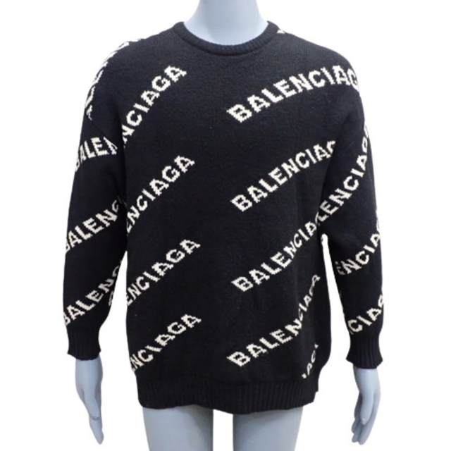 Balenciaga - バレンシアガトップス ロゴ クルーネックセーター ウール キャメル ブラック黒 ベージュ 40802041410