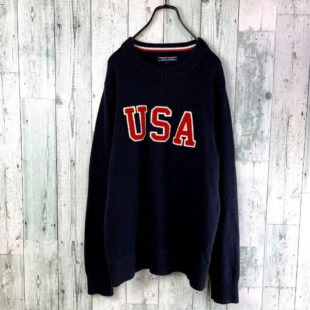 TOMMY HILFIGER(トミーヒルフィガー)の90's TOMMY HILFIGER トミーヒルフィガー  USA立体ロゴ メンズのトップス(ニット/セーター)の商品写真