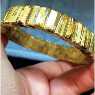天然】ゴールドタイチンルチル クォーツ ブレスレット バングルの通販