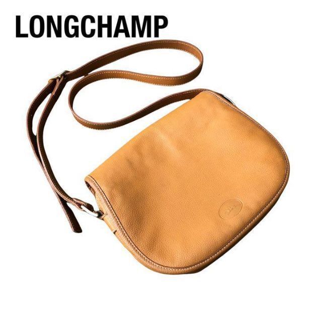 LONGCHAMPロンシャン　レザーショルダーバッグ　キャメル