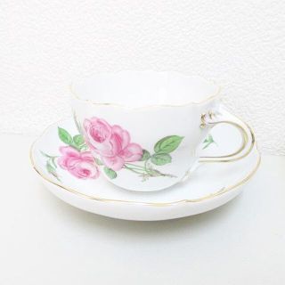 アザー(other)のマイセン Meissen 2点セット 1客 カップ&ソーサー ピンクローズ バラ(食器)