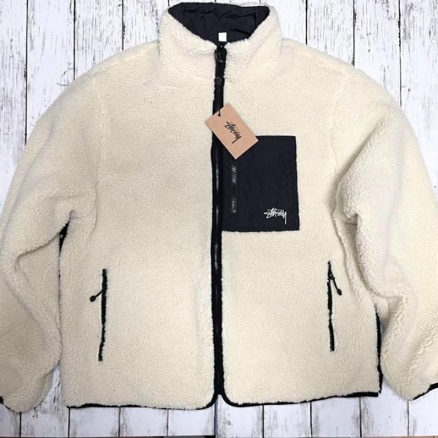 STUSSY(ステューシー)の【新品】8 BALL SHERPA JACKET  Sサイズ  NATURAL メンズのジャケット/アウター(ブルゾン)の商品写真