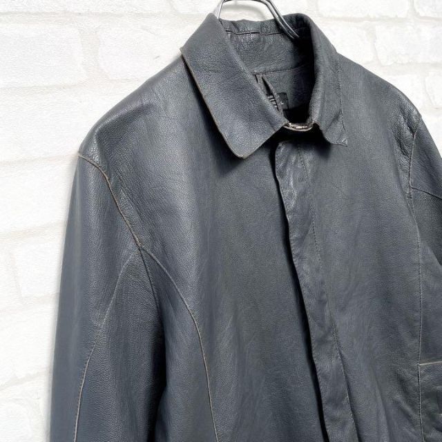 本革】MARCO TAGLIAFERRI ジップ 革ジャン46 グレー 最新人気 5950円