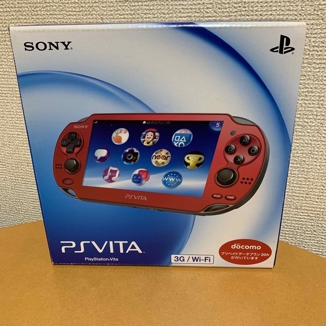 PlayStation Vita(プレイステーションヴィータ)の美品 PSVita 本体 コズミック レッド PCH-1100 箱付き エンタメ/ホビーのゲームソフト/ゲーム機本体(携帯用ゲーム機本体)の商品写真