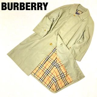 バーバリー(BURBERRY)のバーバリー　ステンカラーコート　カーキ　ノバチェック　美品　ロング(ステンカラーコート)