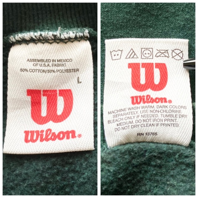 wilson(ウィルソン)の90s ウィルソン カレッジロゴ スウェット メキシコ製 アースカラー 太アーム メンズのトップス(スウェット)の商品写真