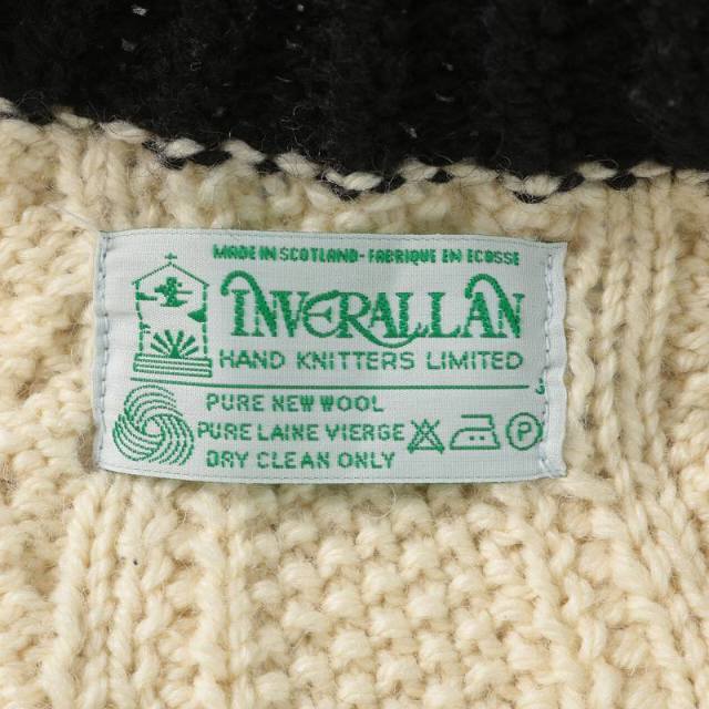 INVERALLAN ニットカーディガン ウール 切替 イカリボタン INVERALLAN ニットカーディガン ウール 切替 イカリボタン