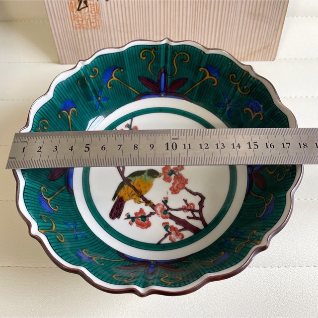 九谷焼 角福 菓子鉢 桐箱付 花鳥 小紋 中鉢 飾り皿 色絵-www.mwasaving.com