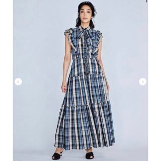 ダブルスタンダードクロージング(DOUBLE STANDARD CLOTHING)の新品★完売★ダブルスタンダードクロージング★チェックフリルワンピース★36(ロングワンピース/マキシワンピース)