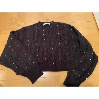 ザラ(ZARA)の新品♡ZARA♡スタッズデザインBlackオシャレニットトップス大人気(ニット/セーター)