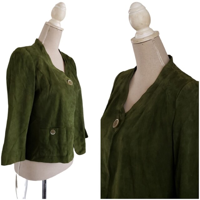TALBOTS(タルボット)の大変美品　Talbots  綺麗なグリーンのスエードジャケット レディースのジャケット/アウター(ノーカラージャケット)の商品写真