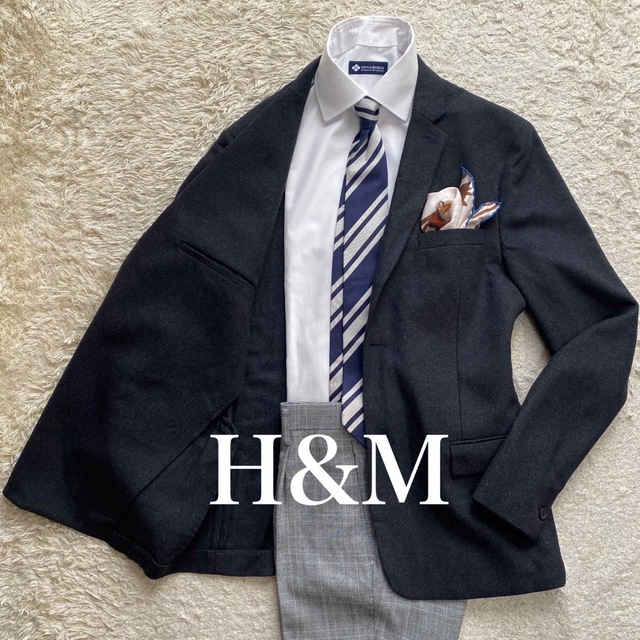 H&M(エイチアンドエム)のH&M フランネル　L位　テーラード　オンオフ兼用　大人な雰囲気のジャケット メンズのジャケット/アウター(テーラードジャケット)の商品写真