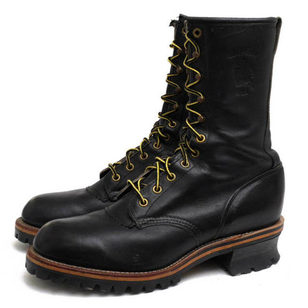 チペワ／CHIPPEWA ワークブーツ シューズ 靴 メンズ 男性 男性用レザー 革 本革 ブラック 黒  25510 10inch Black Odessa Logger ロガーブーツ Vibramソール プレーントゥ グッドイヤーウェルト製法