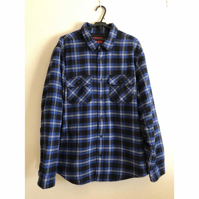 supreme キルティング ネルシャツ ブルーL plaid shirts