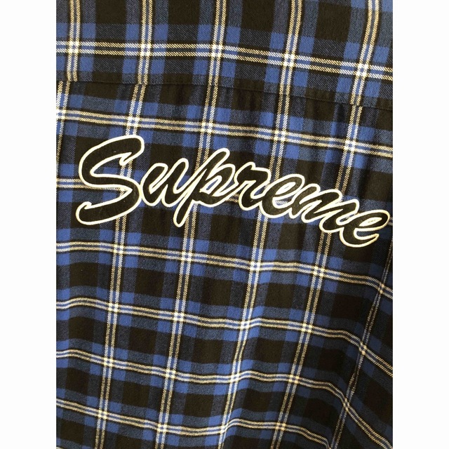 supreme キルティング ネルシャツ ブルーL plaid shirts