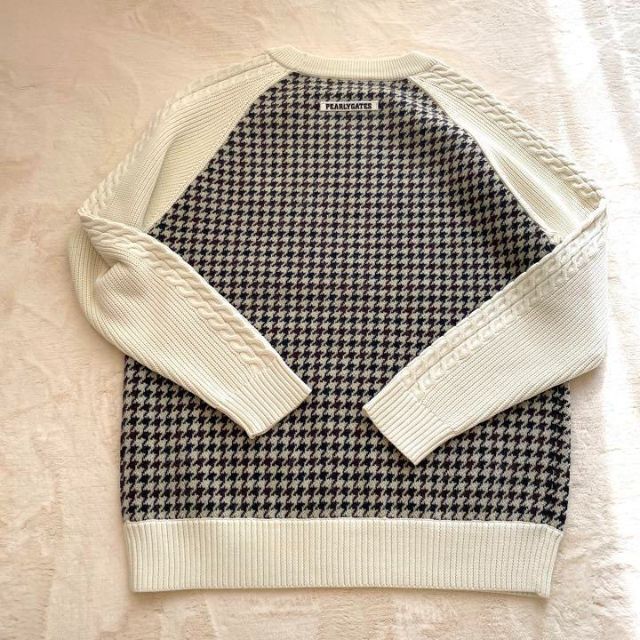 極美品PEARLY GATES パーリーゲイツ ケーブルニットセーター千鳥柄 0