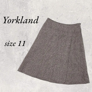 ヨークランド(Yorkland)のYorkland ブラウン膝丈スカート　size11AR(ひざ丈スカート)