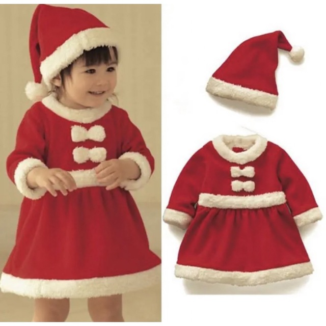 サンタコスプレ　女の子 110子ども クリスマス キッズ コスチューム かわいい キッズ/ベビー/マタニティのキッズ服女の子用(90cm~)(ワンピース)の商品写真