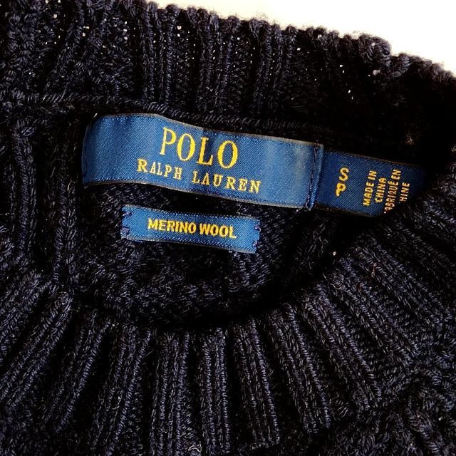 POLO RALPH LAUREN(ポロラルフローレン)のポロラルフローレン ニットワンピース メリノウール 紺 p80 レディースのワンピース(ひざ丈ワンピース)の商品写真