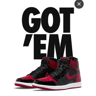 ナイキ(NIKE)のNIKE AIR JORDAN 1 RETRO HIGH PATENT BRED(スニーカー)