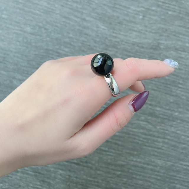 【美品 特大】オニキス ダイヤ リング レディースのアクセサリー(リング(指輪))の商品写真