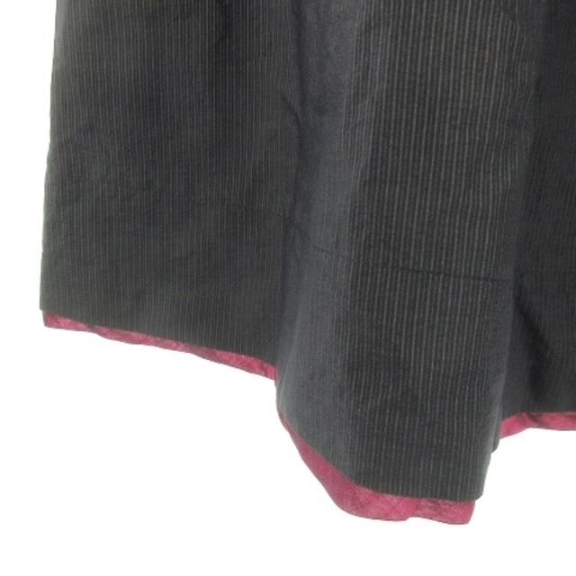 ARTISAN(アルティザン)のアルチザン スカート フレア ミモレ ロング シルク混 ストライプ 9 グレー レディースのスカート(ロングスカート)の商品写真
