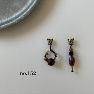 no.152天然石ピアス イヤリング/ドゥルージーアゲート オニキス