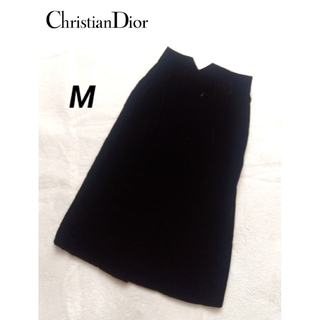 クリスチャンディオール(Christian Dior)の【ChristianDior】☆希少★ ベロアタイトスカート M ブラック(ひざ丈スカート)