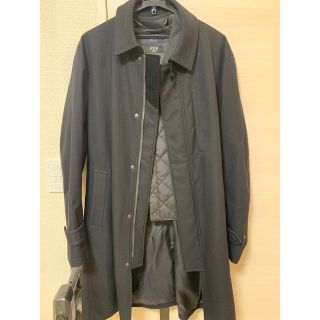 アオヤマ(青山)の【洋服の青山】秋冬用 黒系 ロールカラースタイリッシュコート《PT-9》(ロングコート)