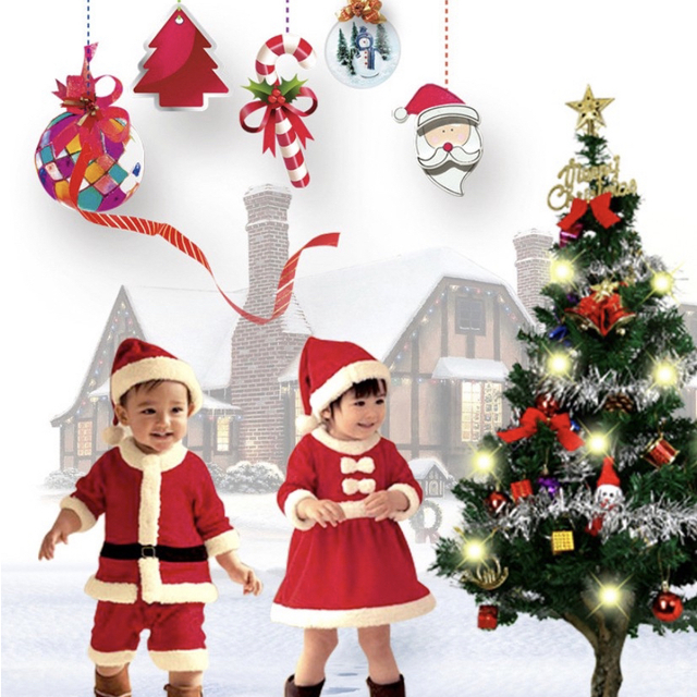 子ども用サンタ　サンタ コスプレ 女の子　90センチ　赤色　可愛　クリスマス キッズ/ベビー/マタニティのキッズ服女の子用(90cm~)(ワンピース)の商品写真