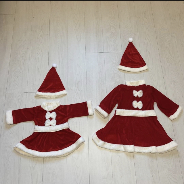 子ども用サンタ　サンタ コスプレ 女の子　90センチ　赤色　可愛　クリスマス キッズ/ベビー/マタニティのキッズ服女の子用(90cm~)(ワンピース)の商品写真