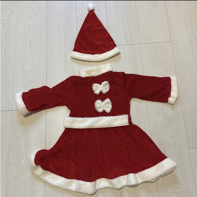 子ども用サンタ　サンタ コスプレ 女の子　90センチ　赤色　可愛　クリスマス キッズ/ベビー/マタニティのキッズ服女の子用(90cm~)(ワンピース)の商品写真